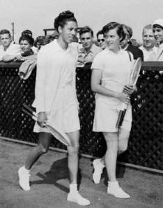 Althea Gibson lors de son premier match � l'US Open en 1950.